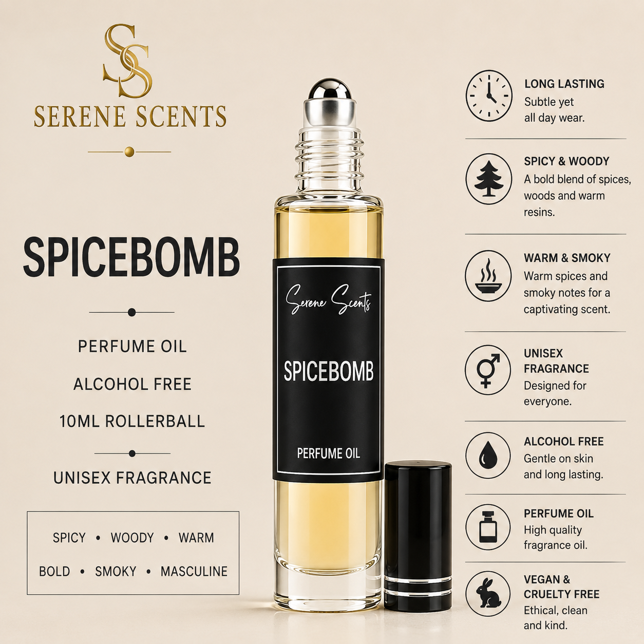 Spicebomb 10ml Rollerball Perfume Oil from Serene Scents