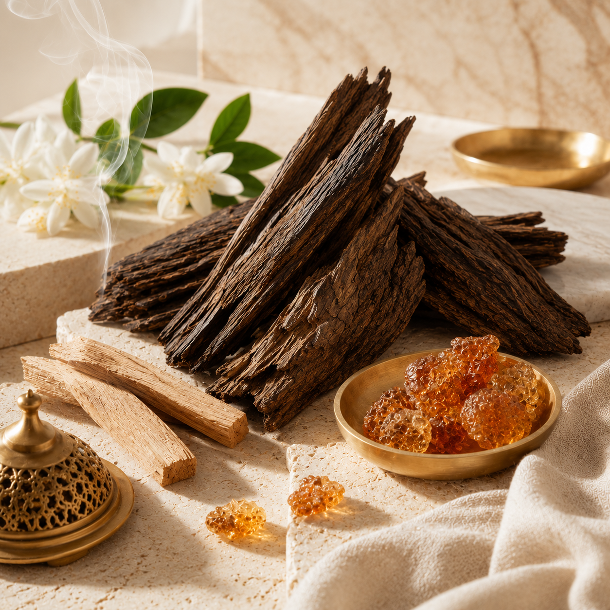 Luxury Oud Fragrances Collection featuring agarwood, amber resin and exotic woods