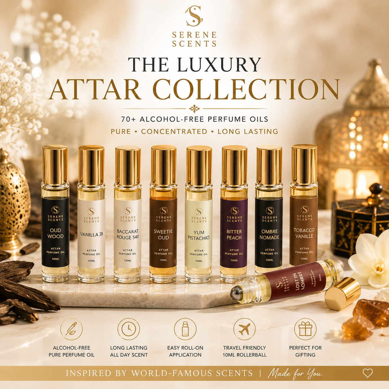Luxury Attars | 10ml Alcohol-Free Perfume Oil Rollerballs