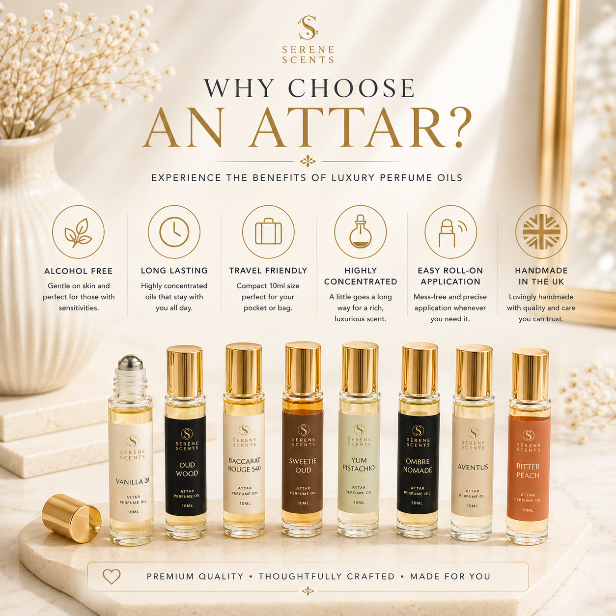 Luxury Attars | 10ml Alcohol-Free Perfume Oil Rollerballs