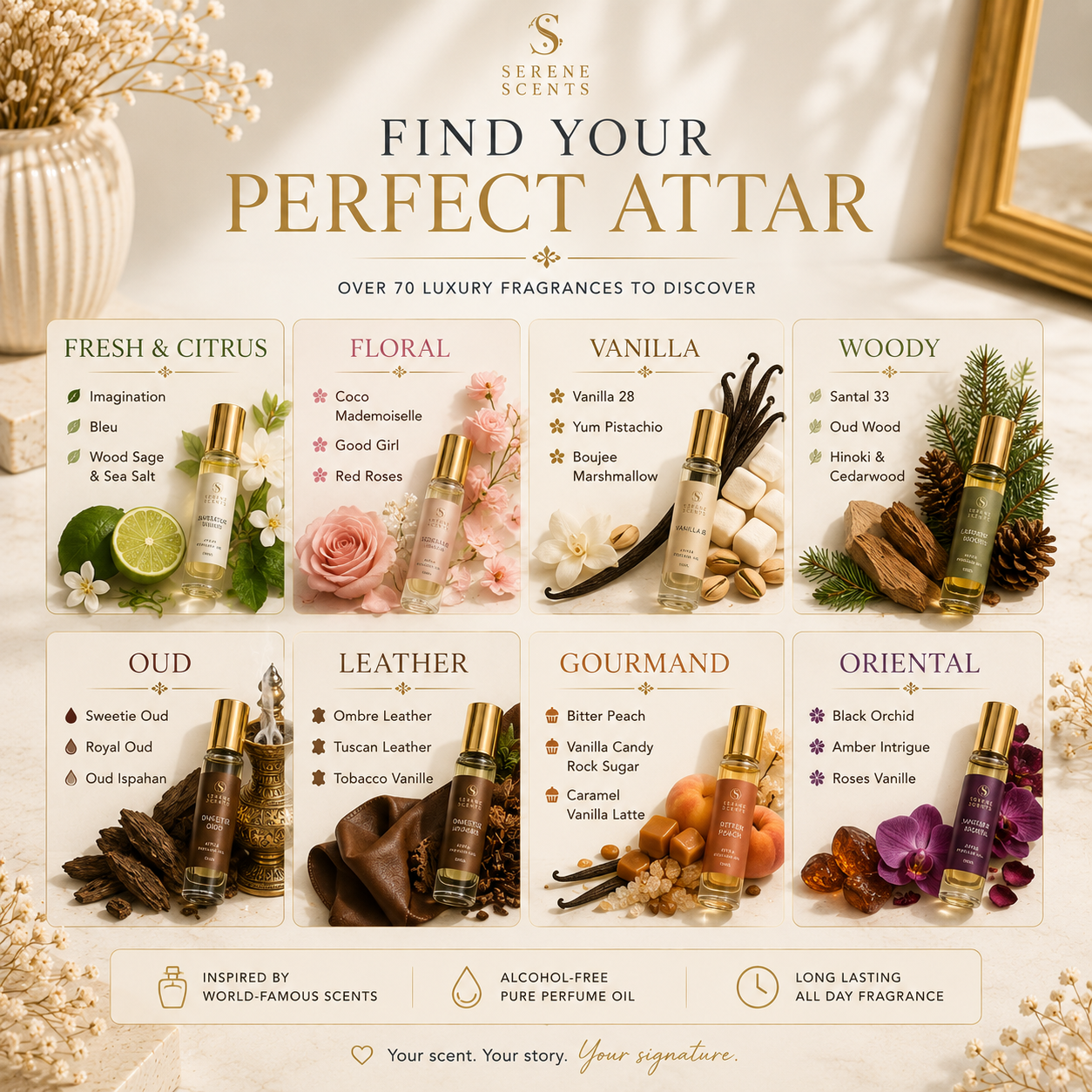 Luxury Attars | 10ml Alcohol-Free Perfume Oil Rollerballs