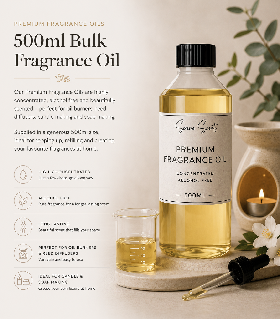 Premium 500ml Fragrance Oil Collection product image from Serene Scents
