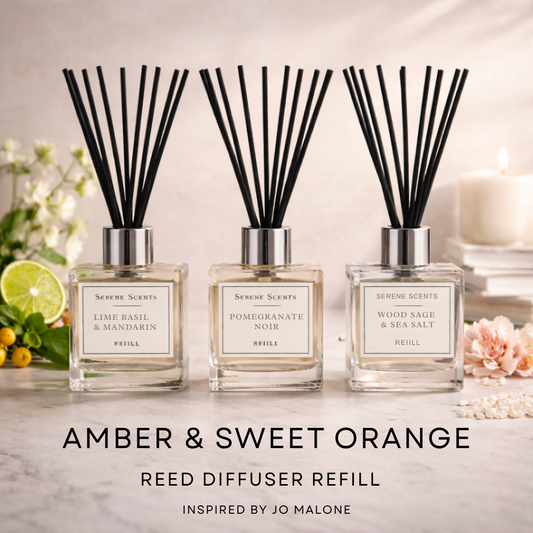 Amber & Sweet Orange Reed Diffuser Refill from Serene Scents