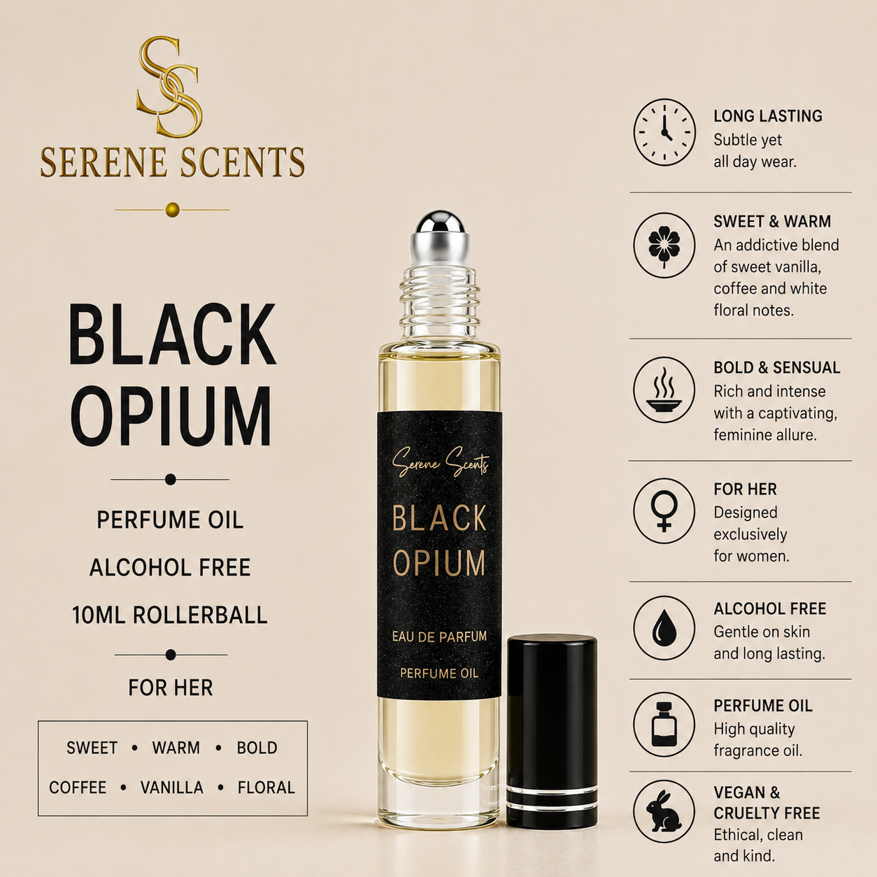 Black Opium 10ml Rollerball Perfume Oil 10ml Rollerball Perfume Oil from Serene Scents