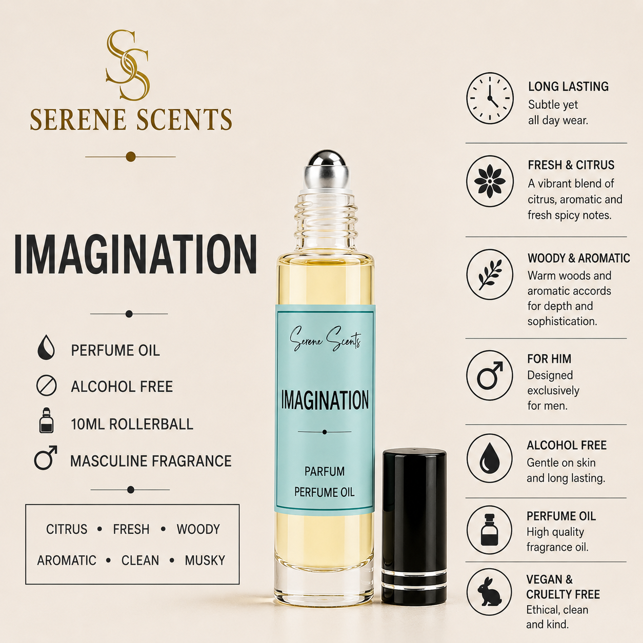 Imagination 10ml Rollerball Perfume Oil from Serene Scents