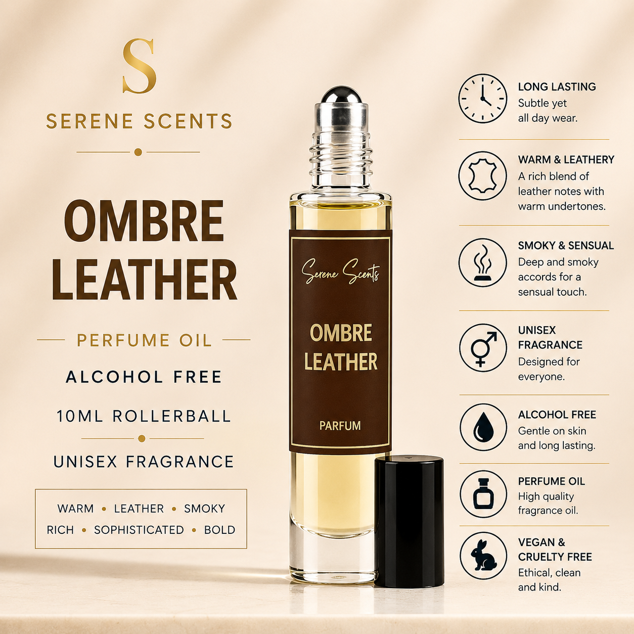 Ombre Leather 10ml Rollerball Perfume Oil from Serene Scents