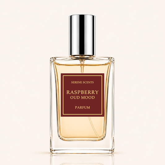 Raspberry Oud Mood inspired Eau de Parfum by Serene Scents, available in 15ml and 30ml