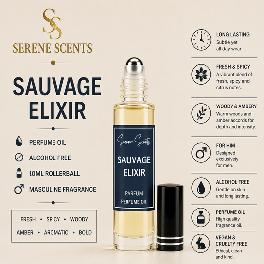 Sauvage Elixir 10ml Rollerball Perfume Oil from Serene Scents
