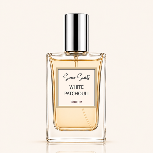 White Patchouli inspired Eau de Parfum by Serene Scents, available in 15ml and 30ml